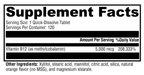 Methylcobalamin 120 Tablets Supplement Facts