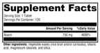 NiaVasc™ 750 120 Tablets Supplement Facts