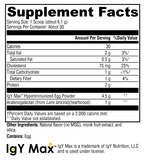 IG 26 Plus DF Vanilla 30 Servings Supplement Facts