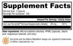 Iron Glycinate 120 Capsules Supplement Facts