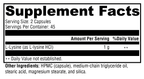 L-Lysine 90 Capsules Supplement Facts