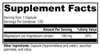 Magnesium Citrate 120 Capsules Supplement Facts