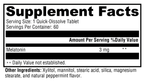 Melatonin Peppermint 60 Tablets Supplement Facts