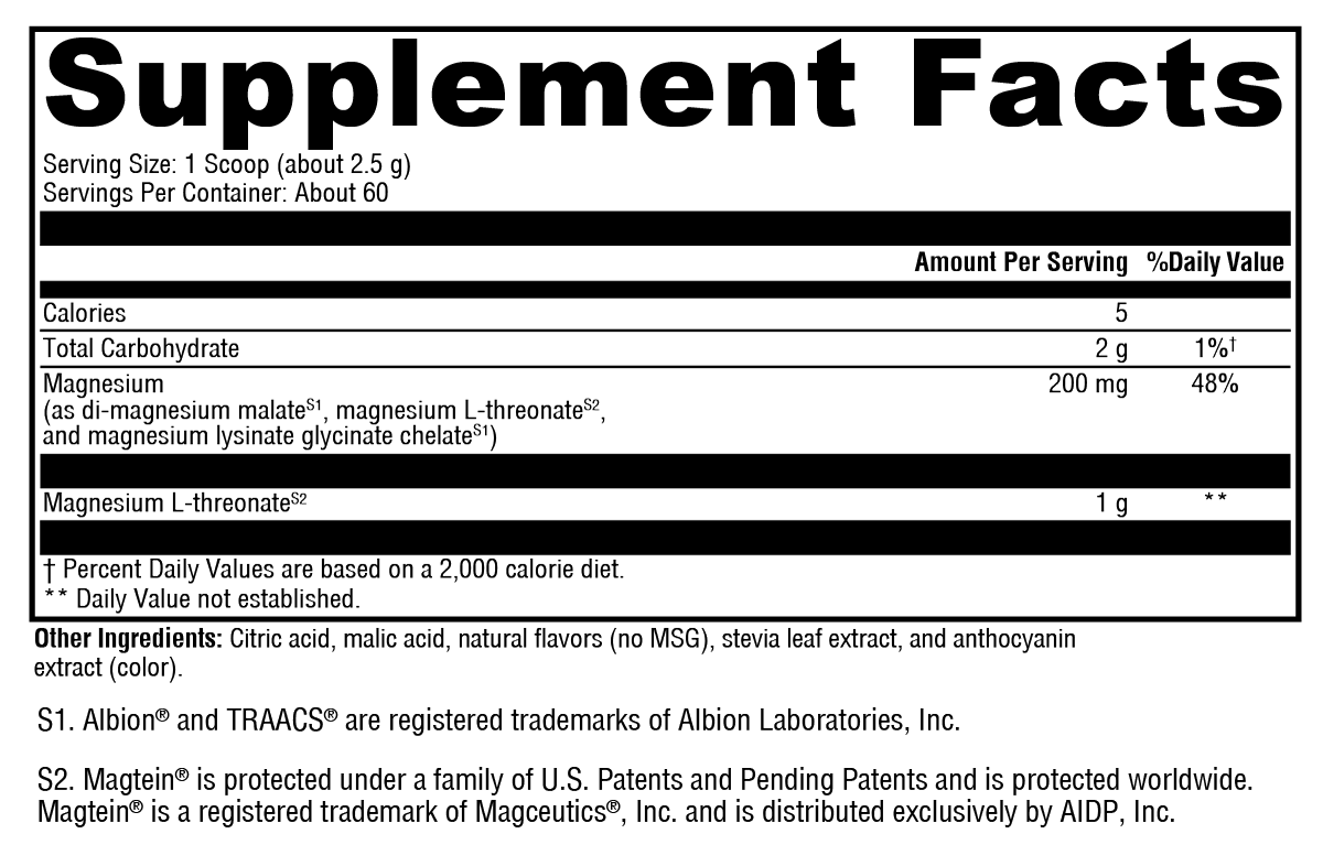 OptiMag® Neuro Mixed Berry 60 Servings Supplement Facts