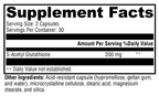S-Acetyl Glutathione 60 Capsules Supplement Facts