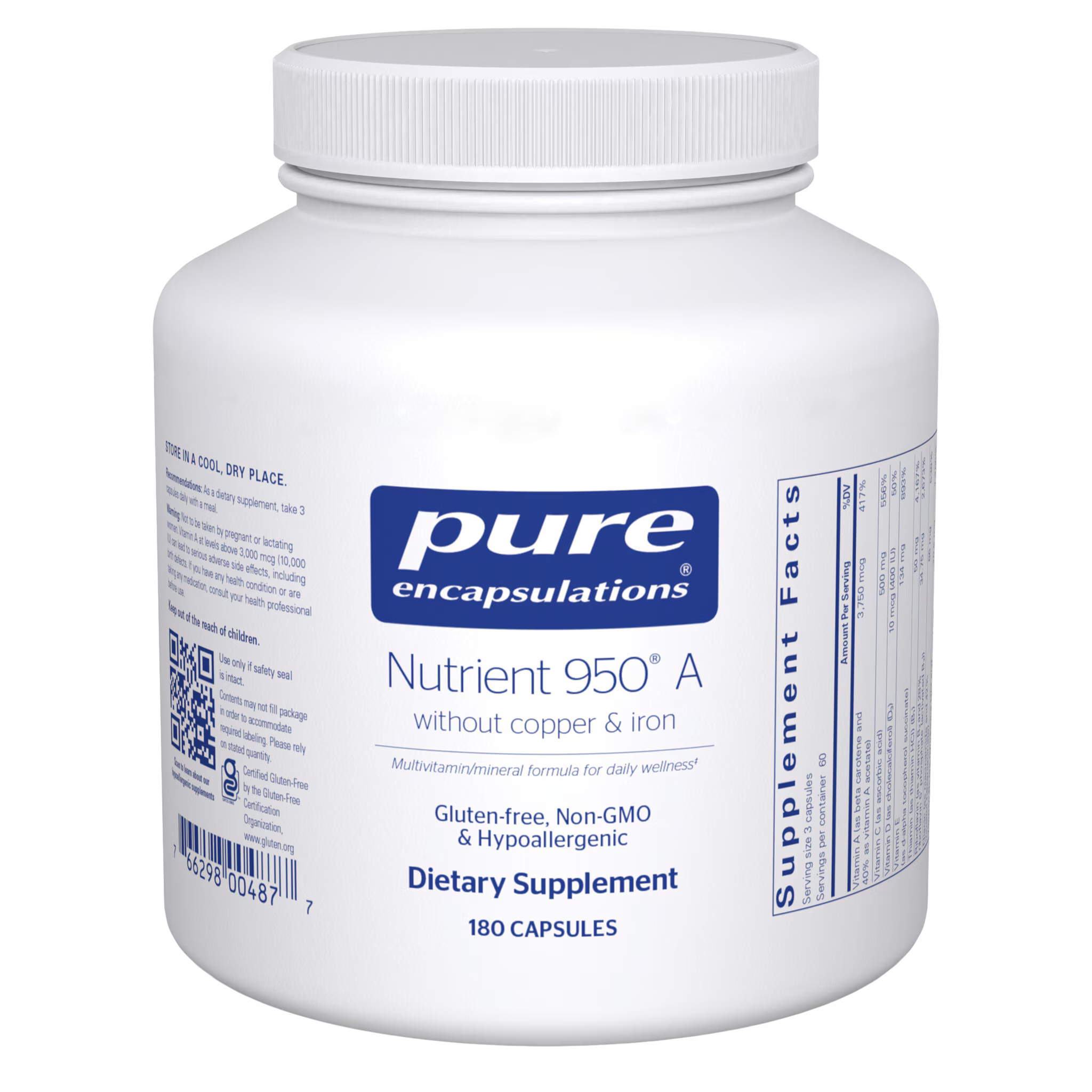 Nutrient 950® A without copper & iron 180ct