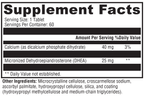 DHEA Micronized 25mg 60 Tablets Supplement Facts